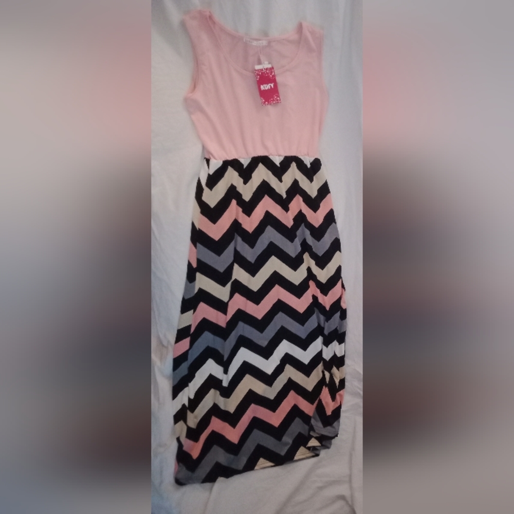 Shang Ya Spring Geometric Color Block Hippie Boho Dress Size XL New Tags